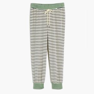 Madewell MWL Women XL White Ivory Navy Green Striped Velour Velvet Jogger Pants